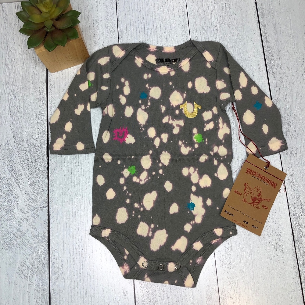 SALE **5 for $25** True Religion Gray Splatter Paint Bodysuit